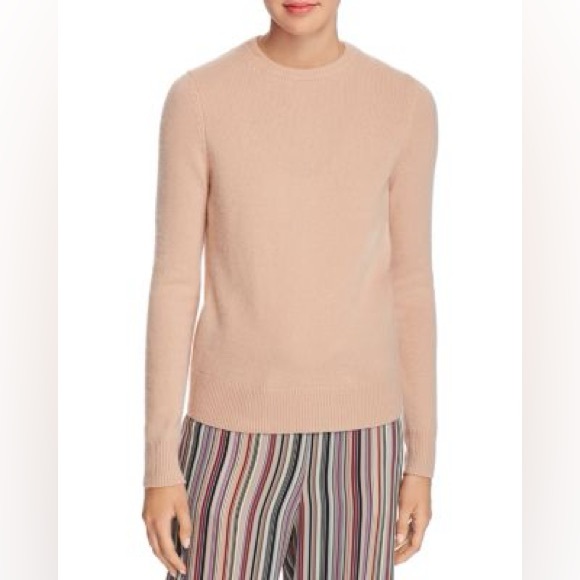 THEORY Pale Pink Rose Salomina Cashmere Sweater Bow Tie Back - Picture 2 of 13